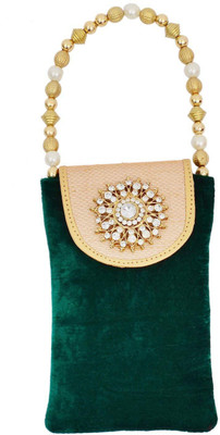 

Bagaholics Ethnic Saree Clutch Velvet Mobile Pouch Phone Cover Ladies Purse Mobile Pouch(Green)