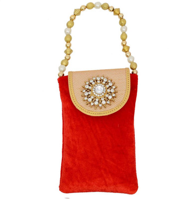 

Bagaholics Ethnic Saree Clutch Velvet Mobile Pouch Phone Cover Ladies Purse Mobile Pouch(Red)