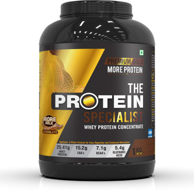 

The Protein Specialist Whey Protein Concentrate Premium Gold Whey Protein(1 kg, More Milk Chocolate)