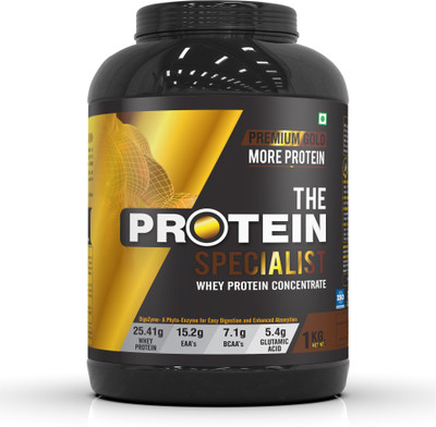The Protein Specialist Whey Protein Concentrate Premium Gold Whey Protein(1 kg, Chocolate)