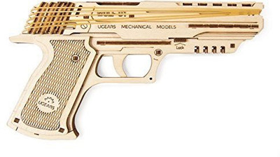 

Ugears Wolf-01 Handgun Wooden Mechanical 3D BrainteaserBest Gift Puzzle for Adults and Teens(1 Pieces)