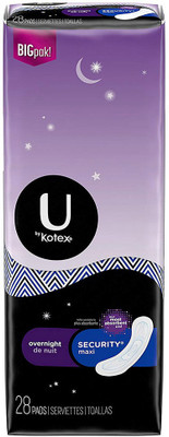 

Kotex Security Maxi Overnight Pads, Regular, Unscented, 28 Count, Pack of 4 (112 Count Total) Sanitary Pad(Pack of 28)