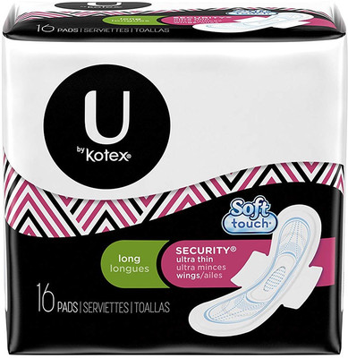 

Kotex Security Ultra Thin Pads with Wings, Long, Unscented, 16 Count (Pack of 8) Sanitary Pad(Pack of 16)