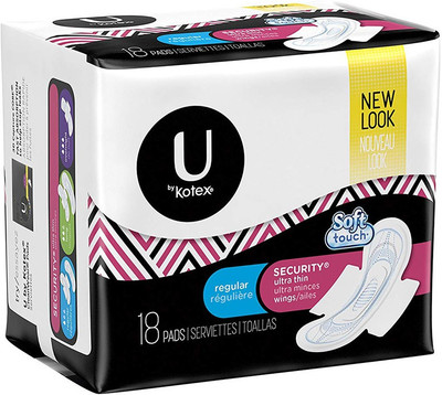

Kotex Security Ultra Thin Regular Pads with Wings, Unscented, 18 Count Sanitary Pad(Pack of 18)