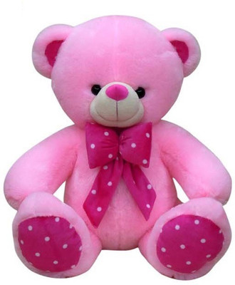 

Tiny's World Premium Sitting Bear with dotted Pink Bow - 45 cm(Pink)