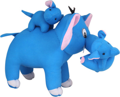 

Tickles Blue Elephant with two babies Soft Stuffed For Kids 41 cm - 41 cm(Blue)