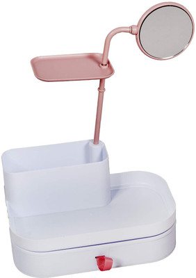 

Bold & Beautiful Makeup Cosmetic Storage Organizer (ITN-811-6) Color Pink White Makeup & Jewellery Vanity Box(White)