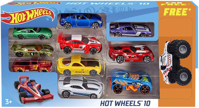 

Hot Wheels 10 CAR GIFT PACK( WITH FREE MONSTER JAM CAR)(na)