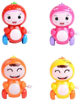 

Emob Cute Pack of 4 Friction Powered Fruits key Wind Up Chain Toy(Multicolor)