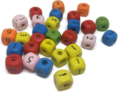 

Aumni Crafts Wooden Beads Number Mix 10mm Cube Mixed Colors (Pack of 100 grams, 196 beads)