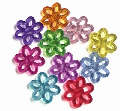 

Aumni Crafts Big Acrylic Flower Beads 24x4mm Round Flower Mixed Colors (Pack of 100 grams, 84 beads)