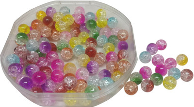 

Aumni Crafts Jewellery Making Acrylic Beads With Crackled Style 8mm Round Mixed Colors (Pack of 50 grams, 189 beads)