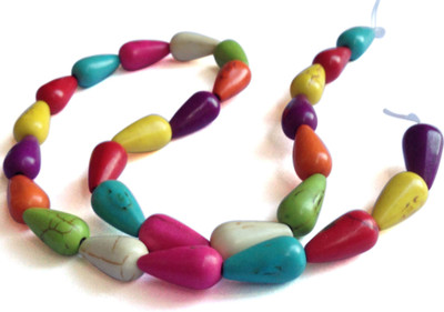 

Aumni Crafts Jewellery Making Synthetic Beads 13x7mm Drop Mixed Colors (Pack of 2 strings, 28 beads/string)