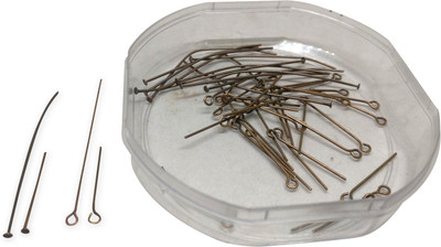 

Aumni Crafts Jewellery Making Metal Iron Head Pins And Eye Pin Combo Mixed Size 2.4~2.6 CM + 5 CM Antique Copper Color (100 grams, 700 total pieces approx)