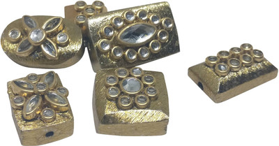 

Aumni Crafts Ethnic Kundan Metal Beads For Jewellery Making Mixed Design Dusted Antique Gold Color (Pack Of 20 Pieces)