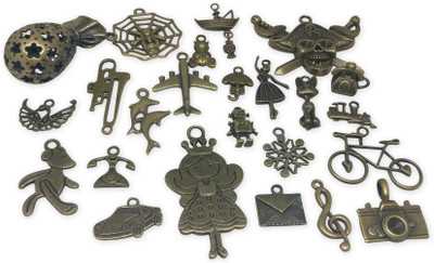 

Aumni Crafts Jewelley Making Mini Pendant Metal Alloy Vintage Craft Charms Mixed Size Mix of 50 Shapes Antique Bronze Color (Pack of 50 pieces)