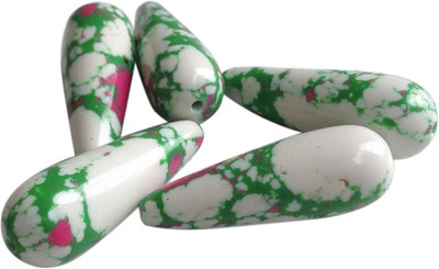 

Aumni Crafts Jewellery Making Craft Stone Beads 30x10mm Drop Green & White (Pack of 10 pieces)
