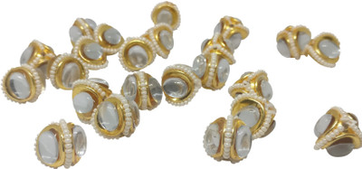 

Aumni Crafts Jewellery Making Antique Beads With Stones & Seeds 13mm Triangle Golden Color & White (Pack of 12 pieces)