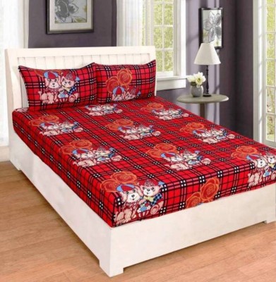 royal aditya 188 TC Polycotton, Satin, Cotton Double Floral Flat Bedsheet(Pack of 1, Red)