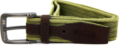 

WOODS Men Formal, Casual Green Canvas, Fabric Belt