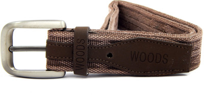 

WOODS Men Casual Beige Canvas, Fabric Belt, Brown