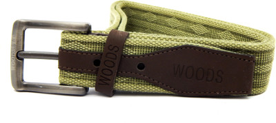 

WOODS Men Casual Green Canvas, Fabric Belt