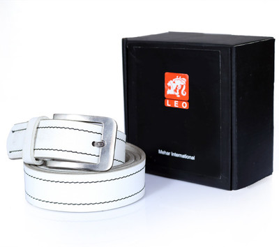 

Leo Men Evening White Genuine Leather Belt