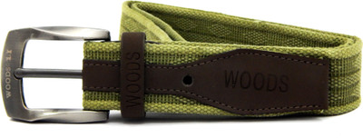 

WOODS Men Formal, Casual Green Canvas, Fabric Belt