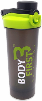

BodyFirst Protein Shaker Bottle with Blending Ball & Dual Lock Push Button System - 700 ml 700 Shaker(Pack of 1, Green, Black), Black;green
