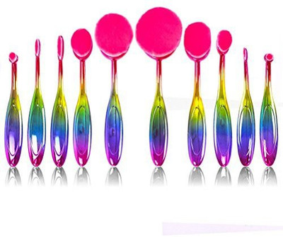 

Beautycoco 10Pcs New Professional Makeup Brushes Set Super Soft Oval Toothbrush Shaped Brush Powder Blush Foundation Concealer Brow Cosmetics Tool(Pack of 10)