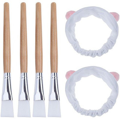

Salocy Facial Mask Applicator Brush 4 Piese With 2 Cat Ear Headbands(Pack of 6)