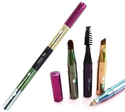 

Cinidy Makeup Brushes 2018 New 4 In 1 Colorful Travel Cosmetic Brush Eyeshadow Eyeliner Eyelash Lip Blush Kabuki Eye Beauty Tool(Pack of 3)