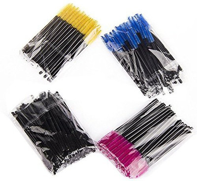 

Youngman 200Pcs Eyelash Brush Colorful Make Up Tool Healthy Disposable Mascara Wands 4 Colors(Pack of 200)