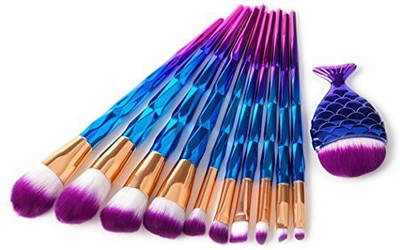 

Dingji Diamond Big Fish Tail Makeup Brush Set Dazzle Glitter Foundation Brushs(Pack of 11)
