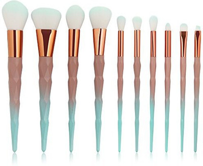 

Coshine 10Pcs Professional Blue Diamond Cute Makeup Brush Set For Foundation Blush Powder Shade Concealer And Eyeshadow(Pack of 10)