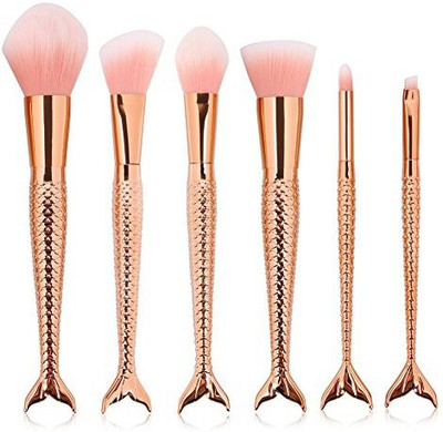 

Luismia 6Pcs Fantasy Mermaid Tail Makeup Brushes Set Foundation Powder Eyeshadow Blending Brush Kits Cosmetic Concealer(Pack of 6)