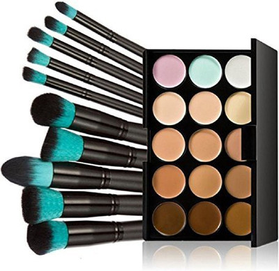 

Tonsee 10Pcs Makeup Brushes Set Powder Foundation Eyeshadow Tool 15 Colors Concealer(Pack of 10)