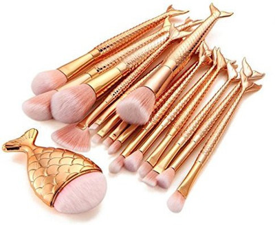 

Staron 16 Pieces Makeup Brush Set Kit Mermaid Brushes Foundation Eyebrow Eyeliner Blush Cosmetic Concealer(Pack of 16)