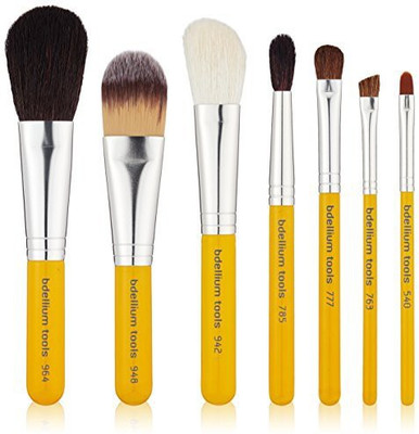 Bdellium Tools Professional Makeup Travel Line Basic 7Pc Brush Set With Roll Up Pouch(Pack of 7)
