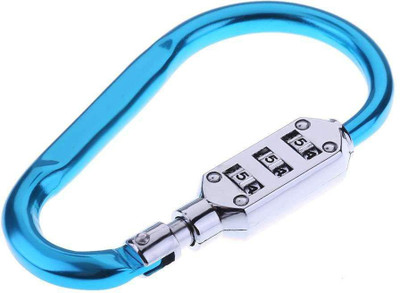 

AEC 3 Digit Metal Resettable Combination Padlock Travel Carabiner Keychain Lock Locking Carabiner(Blue)