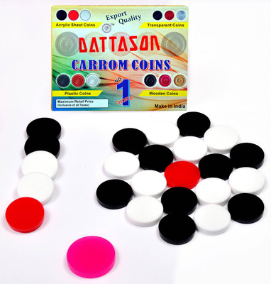 

STC Dattason 6MM ACRYLIC CARROM COINS Board Game With free Striker Carrom Pawns(Pack of 25)