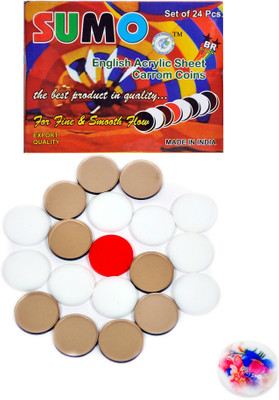 STC Sumo Acrylic Carrom Men Coin Set of 20 coins (Fiber Glass Finish) Carrom Pawns(Pack of 20)