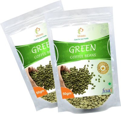 

vihado Organic Green Coffee Beans / 100% Pure & Natural Helps in Reducing Weight Fast / 2 Packet of 50g (Total 100g) Instant Coffee 100 g(Pack of 2, Green Coffee Flavoured)
