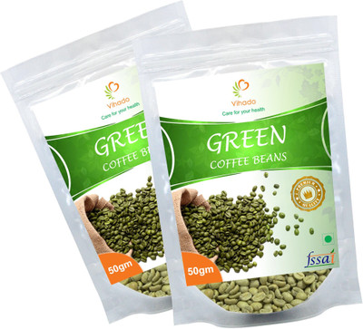 

vihado Arabica Green Coffee Beans ( Pure & Natural ) for Weight Loss / 2 Packet of 50g (Total 100g) Instant Coffee 100 g(Pack of 2, Green Coffee Flavoured)