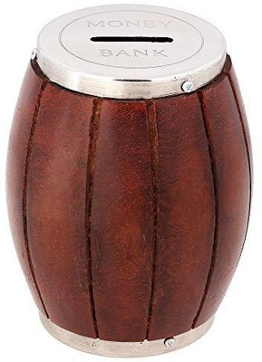 

Indiabigshop Indiabigshop Beautiful Indian Hand Crafted Wooden Money Bank In Barrel Shape Perfect For Coin Storage 7 X 5 Inch Coin Bank(Multicolor)