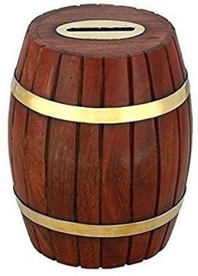 

Genrc Gocraft Handmade Barrel Shaped Wooden Money Holder Coin Bank For Kids Coin Bank(Multicolor)
