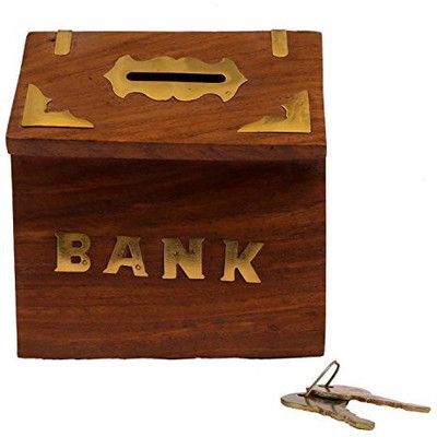 

Willart Willart Handcrafted Wooden Money Bank Wooden Coin Box Wooden Piggy Box Hut Shape 4 Inch Coin Bank(Multicolor)