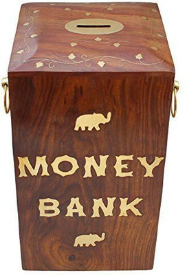 

Genrc Itos365 Handicrafted Wooden Money Bank Large Piggy Coin Box For Kids & Adult Gifts Coin Bank(Multicolor)