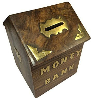 

Whopperindia Whopperindia Easter Day Gift, Kids Piggy 6 Wooden Coins Storage Box, Hut Shape Money Bank With Butterfly Inlay On Two Sides And Lock To Store Your Money, Money Bank For Kids And Adults Coin Bank(Multicolor)