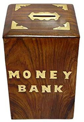 

Starnk Wooden Handmade Coins Storage Box, Wooden Piggy Bank, Square Money Bank With Butterfly Inlay On Two Sides And Lock To Store Your Money - 4 Inch Coin Bank(Multicolor)